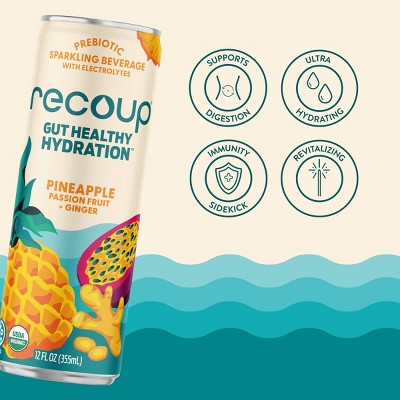 Recoup Pineapple Passionfruit Ginger Sparkling Hydration - 12 fl oz