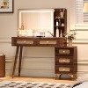 Bella Depot 47'' Vintage Makeup Vanity Desk with Mirror and Lights 5 Drawers and Storage Shelf - 3 of 4