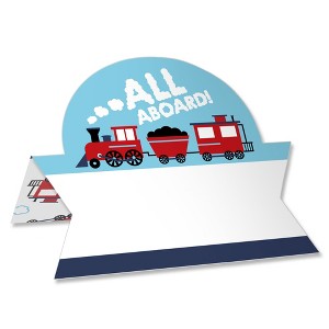 Big Dot of Happiness Railroad Party Crossing - Steam Train Birthday Party or Baby Shower Tent Buffet Card - Table Setting Name Place Cards - Set of 24 - 1 of 4
