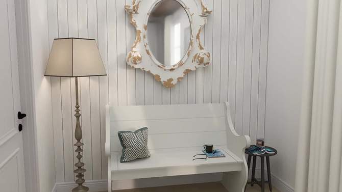 Fiberglass Carved Oval Wall Mirror with Arched Top and Distressing White - Olivia &#38; May, 2 of 18, play video