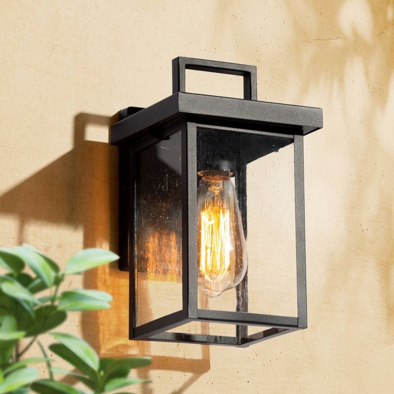 10.5&#34; Square Metal/Glass Outdoor Wall Lamp Black - LNC, 3 of 14