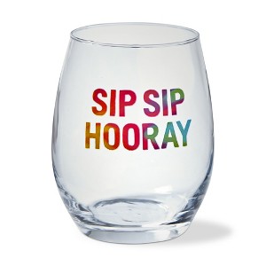 Tag Sip Sip Hooray Stemless Wine Glasses - 18oz Clear Drinkware, Dishwasher-Safe, Perfect for Everyday Use - 1 of 1