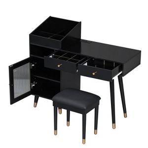 AZL1 Life Concept Vanity Table with Drawers Cabinet Charging Port Sturdy Stool Easy Assembly for Small Space Bedroom, Black, 50.5"*18.1"*9.7" - 1 of 4