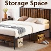 Rustic Queen Bed Frame with Headboard, Metal Platform, No Box Spring Needed, Sturdy, Under-Bed Storage, Rustic Wood Finish, Queen - 4 of 4