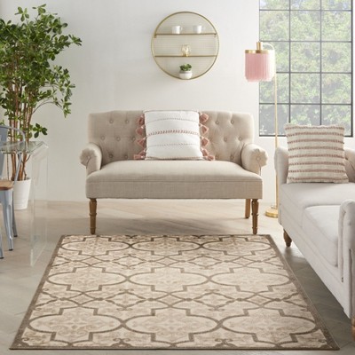 Cream Flat Woven Synthetic Rectangular 5' x 7' Area Rug
