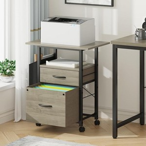 Gericco 2 Drawer File Cabinet with 24'' Extended Desktop, Mobile Filing Cabinet, Rolling File Cabinet with Side Bag, Fabric Drawer, Fits A4 Size - 1 of 4