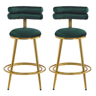 Christopher Knight Home Ethake Modern Upholstered 27.65" Velvet Iron Frame Counter Stool with Footrest
