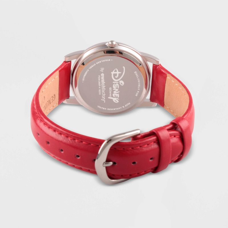 Women&#39;s Disney Mickey Mouse Silver Cardiff Leather Strap Watch - Red, 2 of 6