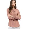 Allegra K Women's Work Office Long Sleeve Button Decor Elegant Bow Tie Neck Blouse - 2 of 4