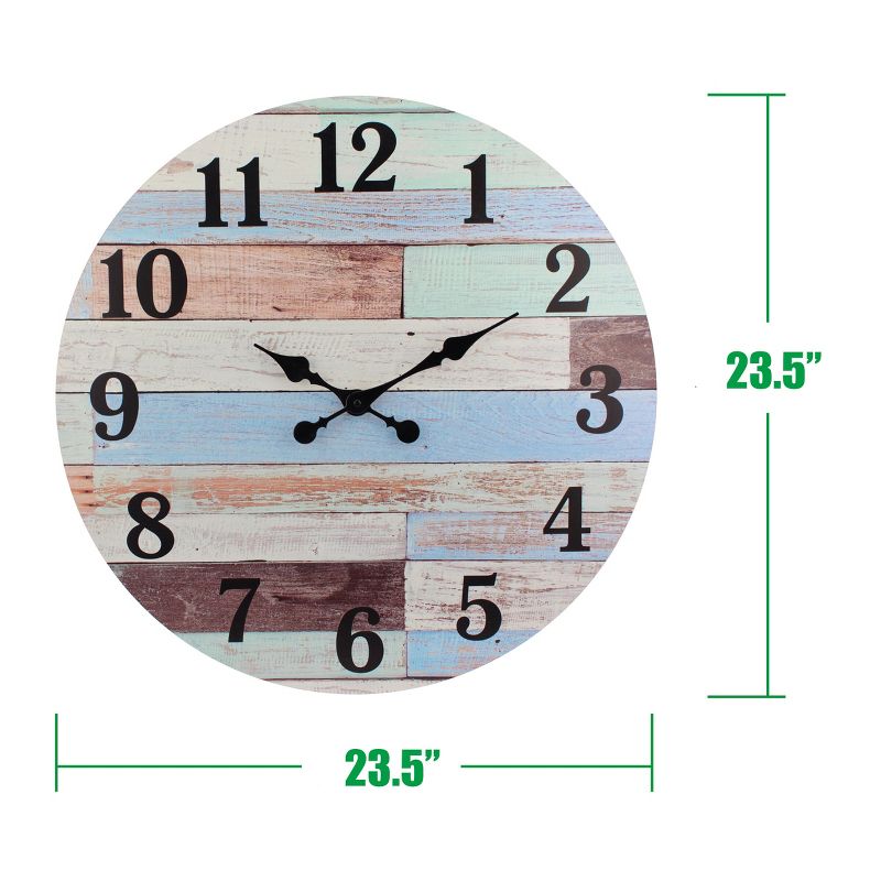Coastal Worn Wood Wall Clock Blue/White - Stonebriar Collection, 5 of 8