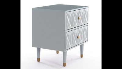 Elevated Geo-Textured White Nightstand with Gold Accents