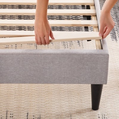 Queen Tara Square Tufted Linen-Look Upholstered Bed Frame