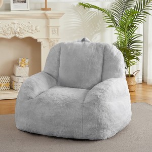 Giant Bean Bag Chair, Faux Fur Bean Bag Couch, Bean Bag Chair for Adults, Lazy Sofa Floor Sofa w Handle, Bean Bag for Gaming&Reading - 1 of 4