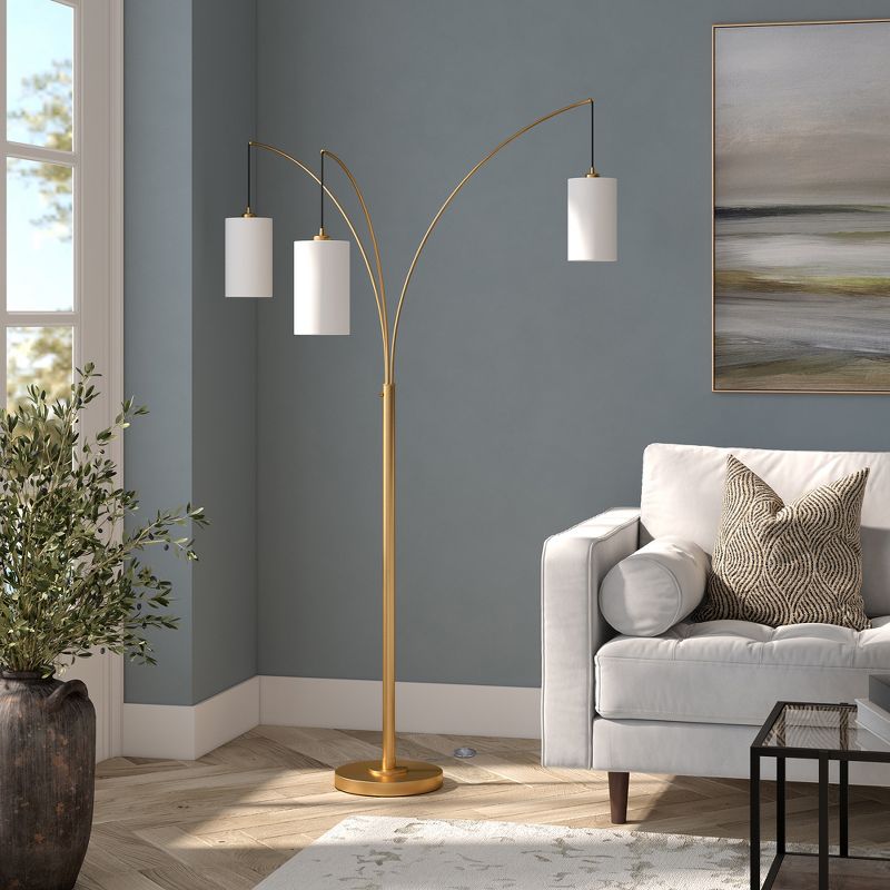 Hampton & Thyme 3-Light Torchiere Floor Lamp with Fabric Shade, 3 of 10