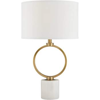 Possini Euro Design Loop 27 1/2" Tall Modern Glam Luxury Table Lamp Gold Finish Metal White Marble Single Living Room Bedroom Bedside Nightstand House