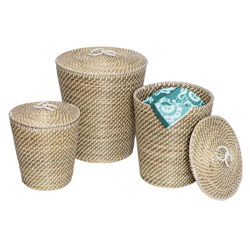 Honey-Can-Do Set of 3 Nesting Seagrass Snake Charmer&#39;s Baskets Natural, 2 of 7