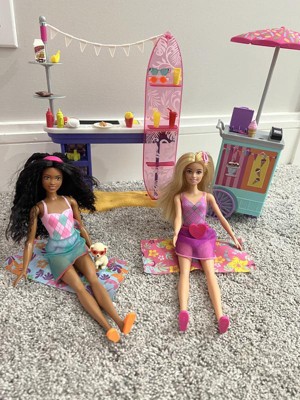  Barbie Dolls & Accessories Playset, Beach Boardwalk with Barbie  “Brooklyn” & “Malibu” Dolls, Food Stand, Kiosk & 30+ Accessories : Toys &  Games