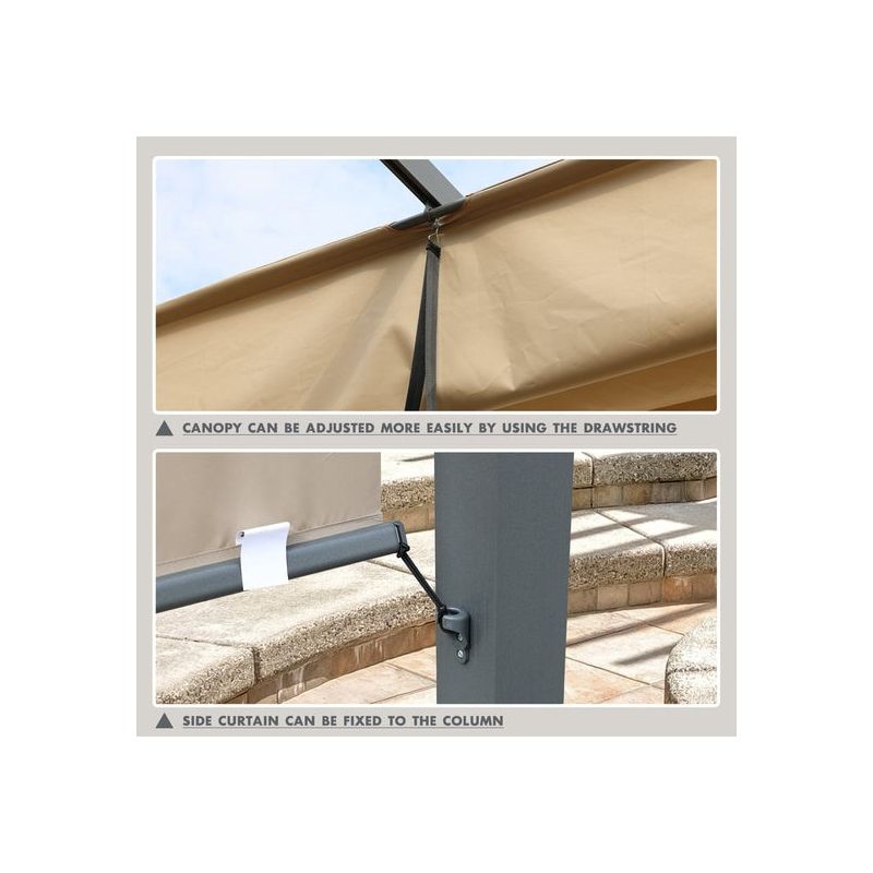 Aoodor Outdoor Pergola  Aluminum Patio Pergola with Adjustable Sun Shade Cover and Retractable Canopy, 4 of 8