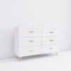 Okak Minimalism 6-Drawer Bedroom Dresser, High Glossy Surface, Storage Cabinet of Drawer with Golden Handle & Steel Legs - 2 of 4