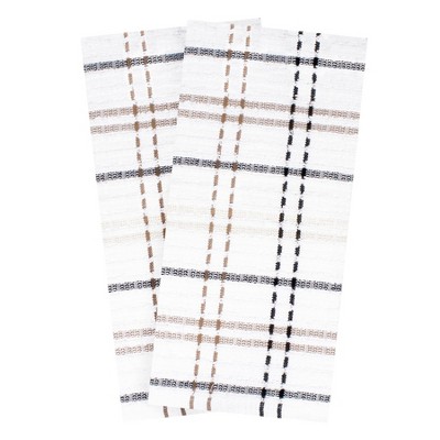 Latte Plaid Terry Cotton Kitchen Towel Set