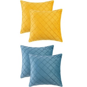 Unique Bargains Solid Geometric Textured Cushion Home Decor 4 Pcs Soft Velvet Decorative Pillow Covers for Bed Sofa - 1 of 4