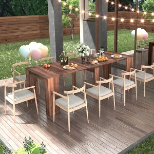 TiramisuBest 70.9"Rectangular Waterproof Dining Table for 8, with Adjustable Legs, Ideal for Kitchen, Living Room, Rustic Brown Finish, Black - 1 of 4