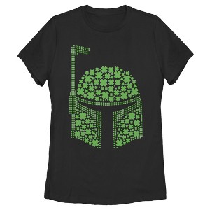 Women's Star Wars St. Patrick's Day Boba Fett Clover Helmet T-Shirt - 1 of 4