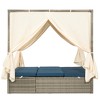 Outdoor Patio Rattan Canopy Daybed Sunbed with Curtain and Adjustable Seat - 4 of 4
