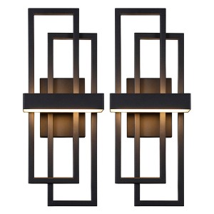 LamQee Black LED Wall Sconce Outdoor Large Modern Exterior Light Fixture Outside Lighting Sleek Dual Rectangle Indoor Light - 1 of 4