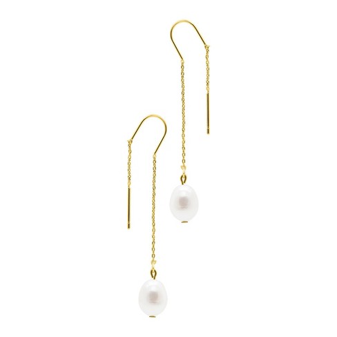 Adornia 14k Gold Plated Threader Earrings With Freshwater Pearl Target
