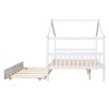 NicBex Full Size Loft Bed Roof Shape Pine Bed Frame with Twin Trundle and Headboards for Bedroom, No Box Spring Required - 3 of 4