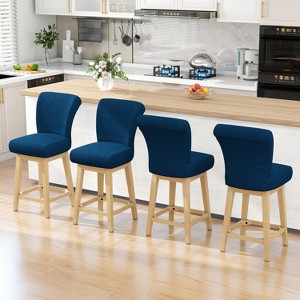 Dyonery Solid Wood Swivel Counter Upholstered Bar Stool 26.8" Height Set of 2 Barstools with Back & Arms for Kitchen Island,Home Bar - 1 of 4