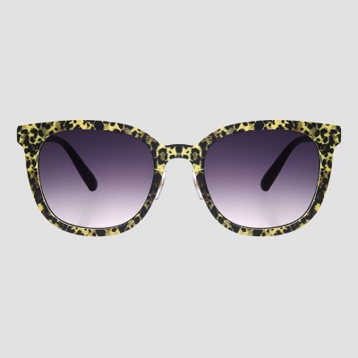 Women's Matte Animal Print Square Sunglasses - A New Day™ Yellow/Black