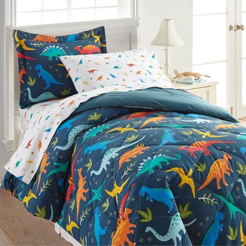 Wildkin Dinosaur Land 100% Cotton Fitted Crib Sheet Blue