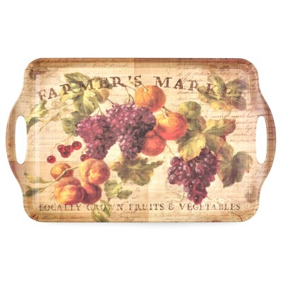 Pimpernel Abundant Fall Handled Tray - 18.9" x 11.6" Autumn Melamine Display Platter with Fall Leaves - Dishwasher-Safe Harvest-Themed Snack Tray