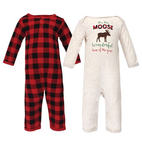 Hudson Baby Infant Boy Holiday Cotton Coveralls 2pk, Moose Wonderful Time :  Target