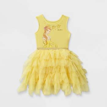 Toddler Girls' Disney Princess Belle Sleeveless Tutu Dress - Yellow