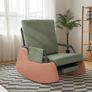 GustoWave Rocking Recliner Chair with Footrest, Soft Upholstered Glider Chair, Foldable Rocker with 3-Level Adjustable Backrest - 1 of 4