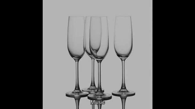WHOLE HOUSEWARES 7 Oz Crystal Clear Glass Wine & Champagne Glass Set of 4, Clear, 2 of 5, play video