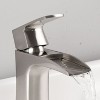 PAGED Waterfall Bathroom Faucet Single Handle Brass Faucet with Drain, 1-Hole Faucet for Bathroom Sink - 2 of 4