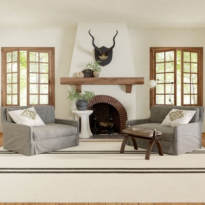 Ivory and Gray Wool Flat Woven Striped 8' x 10' Area Rug