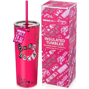 Mean Girls x Dragon Glassware 24 oz Vacuum Insulated Tumbler with Lid and Straws Burn Book - 1 of 4