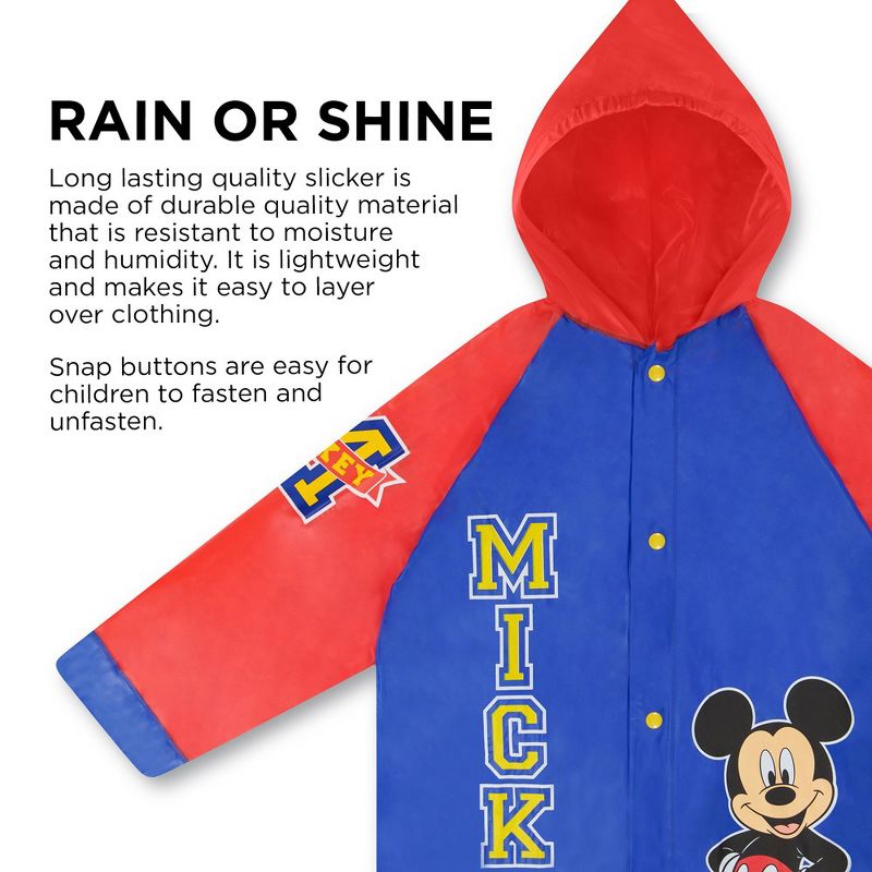 Mickey Mouse Boys Umbrella and Raincoat Set, Kids Ages 2-5, 3 of 8
