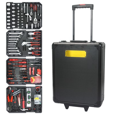 Tool Cabinet, 899PCS Household Tool Set, Luggage Hand Tool Set with Rolling Tool Box, 4 Layers Pliers Wrench Hand Tool Set for Home Maintenance