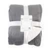 Hudson Home Collection Home Mink Blanket with Faux Shearling Back, Charcoal Faux Shearling - 2 of 2