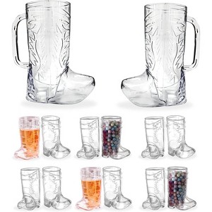 4E's Novelty 14 PCS Cowboy Boot Cups – 12 Mini Boots & 2 17oz Mugs for Party Supplies - 1 of 4