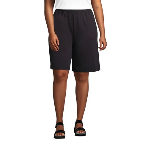 Lands' End Women's Plus Size Sport Knit High Rise Elastic Waist Pull On  Shorts - 1x - Black