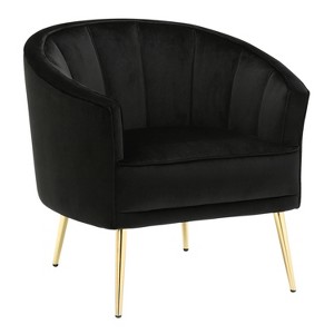CAVINAS Velvet Accent Chair with Pleated Waves Backrest and Metal Legs,Modern Upholstered Living Room Chairs,Reading Chairs for Living Room - 1 of 4