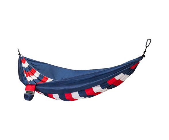 Camping hammock single Red, white and blue stripe - Eco Trekker