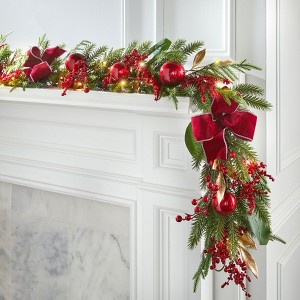 BrylaneHome 6' Pre-Lit Bordeaux Garland - 1 of 4